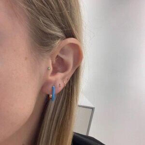 The Gia Turquesa gold enamel blue turquoise oval hoop earrings hoops carabiner